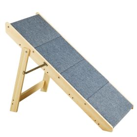 VEVOR Wooden Pet Steps and Ramp Combo, 2-in-1 Design, Foldable Access for Beds, Sofas, and Vehicles, 4-Step Structure for Pets of Small to Large