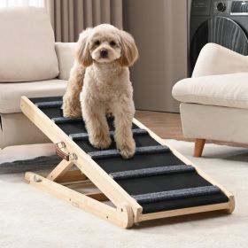Dog Ramp, Folding Pet Ramp For Bed, Adjustable Dog Ramp For Small, Large, Old Dogs, Wooden Pet Ramp With 41.3' Long Ramp, Adjustable From (Option: Multicolor)