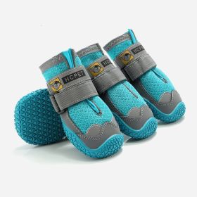 Pet Non-Skid Booties, Waterproof Socks Breathable Non-Slip with 3m Reflective Adjustable Strap Small to Large Size (4PCS/Set) Paw Protector (Color: Blue, Size: XL)