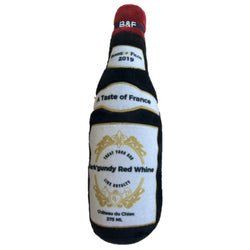 Wine Bottle Squeaky Dog Plush Toy (Bark'gundy Red Whine) (Size: Large)